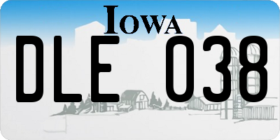 IA license plate DLE038