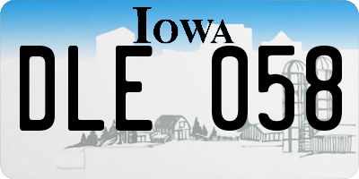 IA license plate DLE058