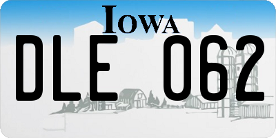IA license plate DLE062