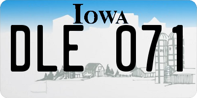 IA license plate DLE071