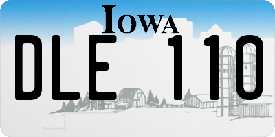 IA license plate DLE110