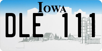 IA license plate DLE111