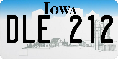 IA license plate DLE212