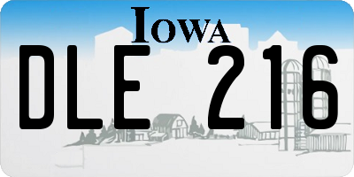 IA license plate DLE216