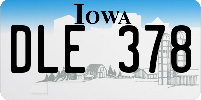 IA license plate DLE378