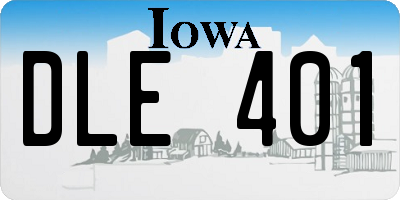 IA license plate DLE401