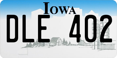 IA license plate DLE402