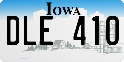 IA license plate DLE410