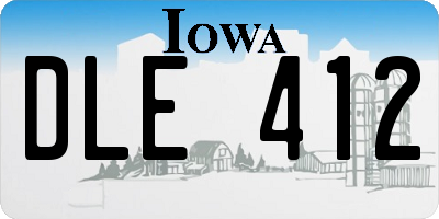 IA license plate DLE412