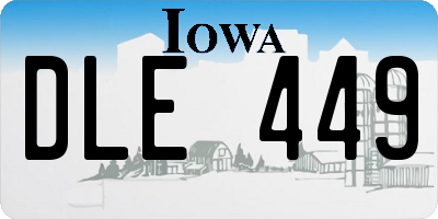 IA license plate DLE449