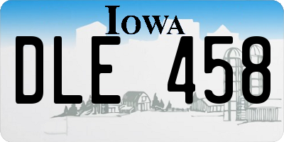IA license plate DLE458