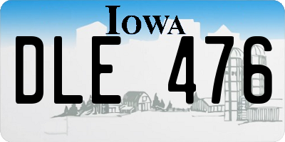 IA license plate DLE476