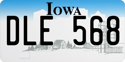IA license plate DLE568