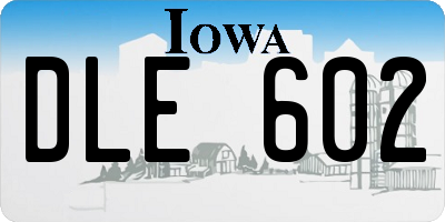 IA license plate DLE602