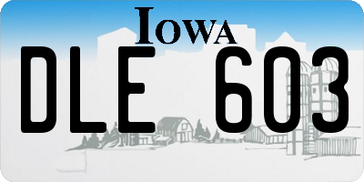 IA license plate DLE603