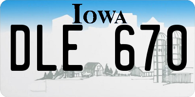 IA license plate DLE670