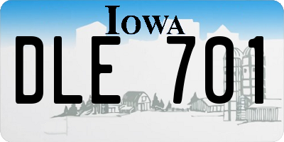 IA license plate DLE701