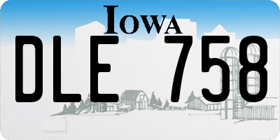 IA license plate DLE758