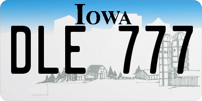 IA license plate DLE777