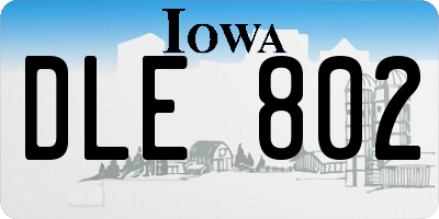 IA license plate DLE802