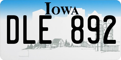 IA license plate DLE892