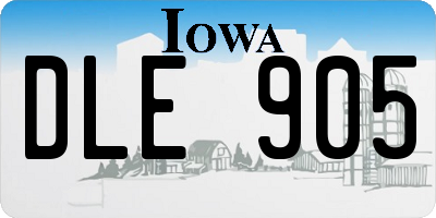 IA license plate DLE905