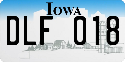 IA license plate DLF018