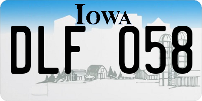 IA license plate DLF058