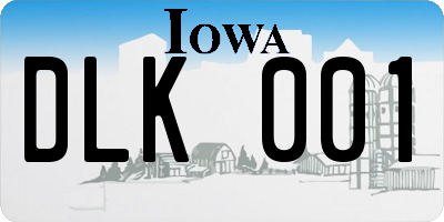 IA license plate DLK001