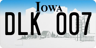 IA license plate DLK007