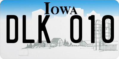 IA license plate DLK010