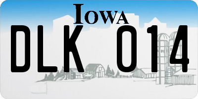 IA license plate DLK014