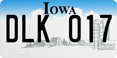 IA license plate DLK017