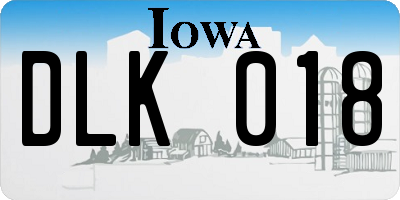 IA license plate DLK018