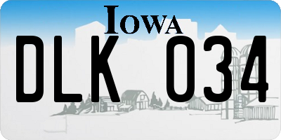 IA license plate DLK034