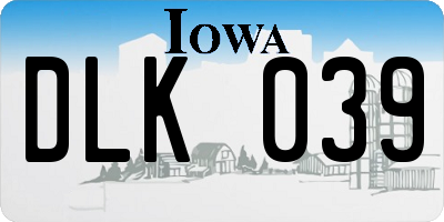 IA license plate DLK039