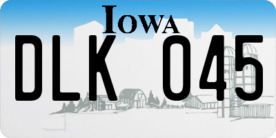 IA license plate DLK045