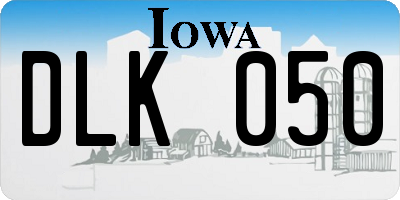 IA license plate DLK050