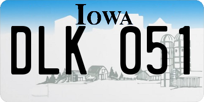 IA license plate DLK051