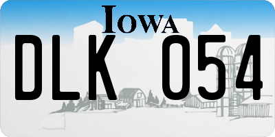 IA license plate DLK054
