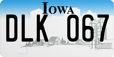 IA license plate DLK067