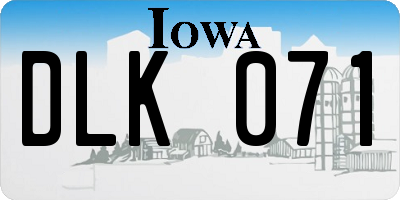 IA license plate DLK071