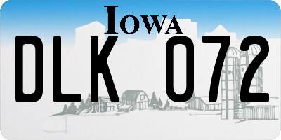 IA license plate DLK072