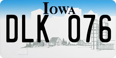 IA license plate DLK076