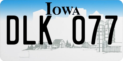 IA license plate DLK077