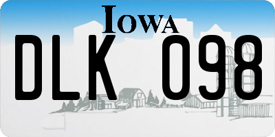 IA license plate DLK098
