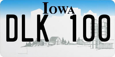 IA license plate DLK100