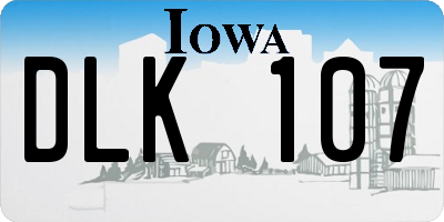 IA license plate DLK107