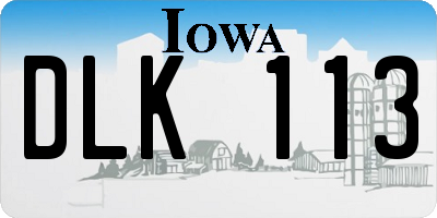 IA license plate DLK113