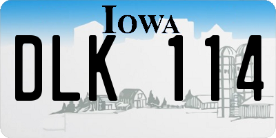 IA license plate DLK114
